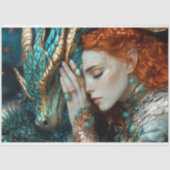 Papier Mousseline Découpage d'Imaginaire de dragon d'Elfe Turquoise  (Recto)