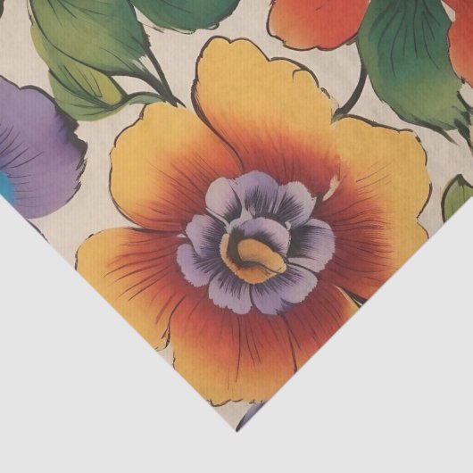 Papier Mousseline Découpage d'impression de fleurs italiennes / (Détail)