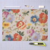 Papier Mousseline Découpage d'impression de fleurs italiennes / (Artisanat)