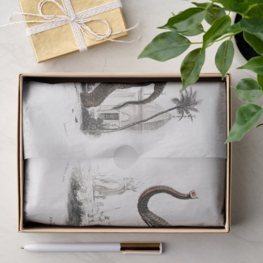 Papier Mousseline Découpage d'impression d'éléphants asiatiques vint (Cadeau)