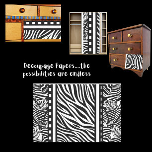 Papier Mousseline Découpage d'impression Zebra noir et blanc
