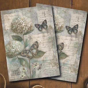Papier Mousseline Découpage d'objets éphémères d'hortensia et de pap
