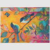 PAPIER MOUSSELINE DÉCOUPAGE D'OISEAU BLANC COLORÉ (Recto)