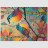 PAPIER MOUSSELINE DÉCOUPAGE D'OISEAU BLANC COLORÉ (Recto)