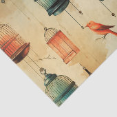 Papier Mousseline Découpage d'oiseaux et de cages d'oiseaux de style (Détail)