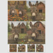 Papier Mousseline Découpage Donkey Farm Series Charme pastoral (Recto)
