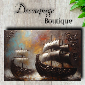 Papier Mousseline Découpage Double Viking Ships