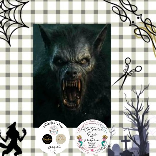 Papier Mousseline Découpage Dracula Loup-garou avec crocs Howl lunai
