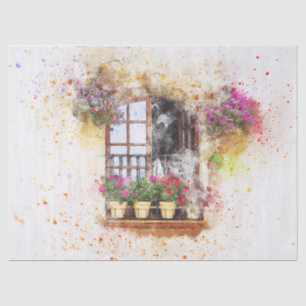 Papier Mousseline Découpage du balcon à fleurs d'aquarelle