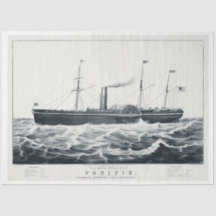 Papier Mousseline Découpage du bateau à vapeur nautique vintage