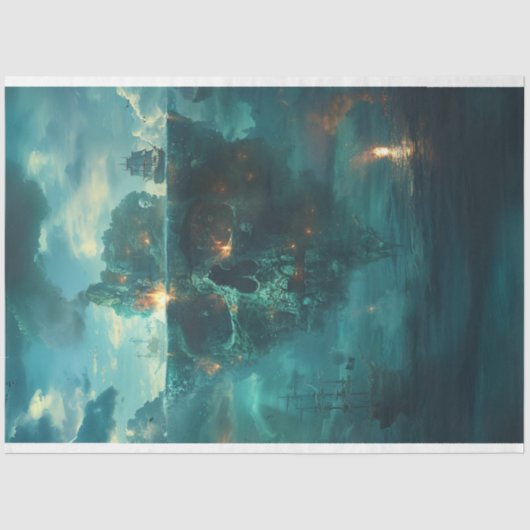 Papier Mousseline Découpage du bateau pirate crâne (Recto)