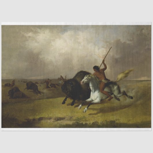 Papier Mousseline Découpage du bison de chasse amérindien (Recto)