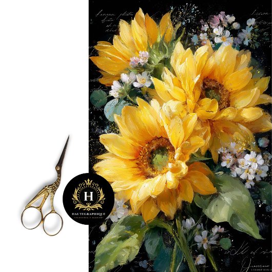 Papier Mousseline Découpage du bouquet de tournesol d'or