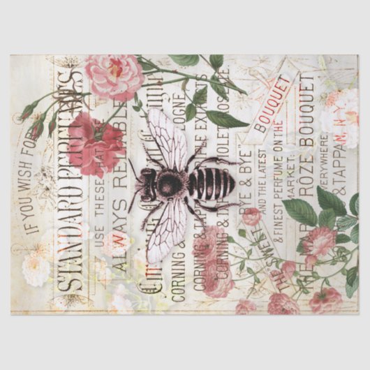 Papier Mousseline Découpage du bouquet Ephémère de la rose d'abeille (Recto)