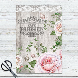 Papier Mousseline Découpage du Café Parisien Floral Bois