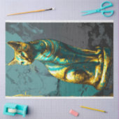 Papier Mousseline Découpage du chat en or vert égyptien (Artisanat)