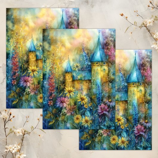 PAPIER MOUSSELINE DÉCOUPAGE DU CHÂTEAU DE LA FOULEUR DE COULEUR D'EA