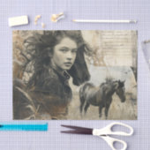 Papier Mousseline Découpage du cheval et de la fille retenus de l'Ou (Artisanat)