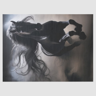 Papier Mousseline Découpage du cheval friésien noir