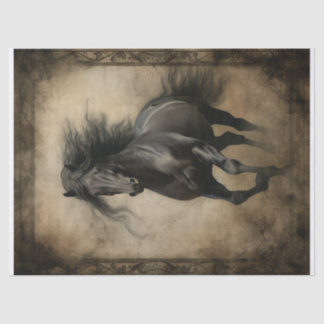 Papier Mousseline Découpage du cheval noir