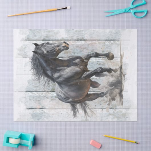 Papier Mousseline Découpage du cheval noir (Artisanat)
