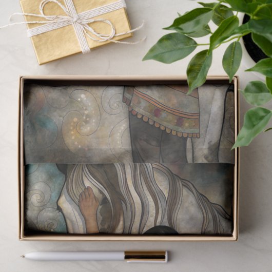 Papier Mousseline Découpage du Cheval Sacré (Cadeau)