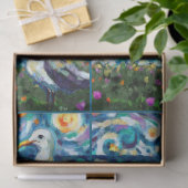 Papier Mousseline Découpage du ciel de plage Seagull Van Gogh Style  (Cadeau)