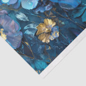 Papier Mousseline Découpage du collage floral bleu (Détail)