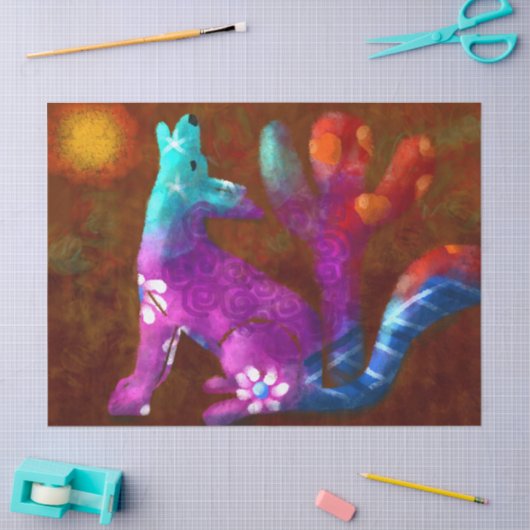 Papier Mousseline Découpage du désert de Coyote Saguaro Cactus (Artisanat)