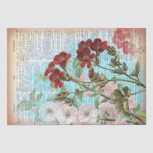 Papier Mousseline Découpage du dictionnaire vintage floral Humble