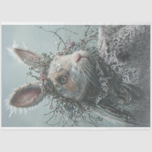 Papier Mousseline Découpage du lapin de Pâques vintage (Recto)