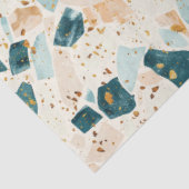 Papier Mousseline Découpage du Motif Turquoise et or Terrazzo (Détail)