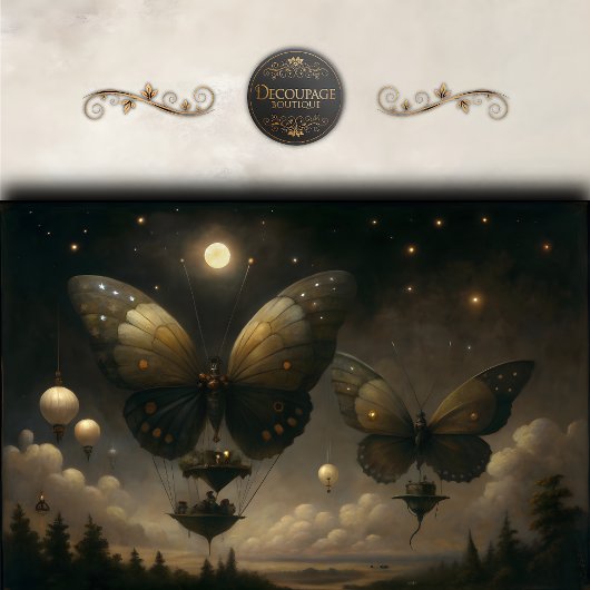 Papier Mousseline Découpage du navire papillon Lune