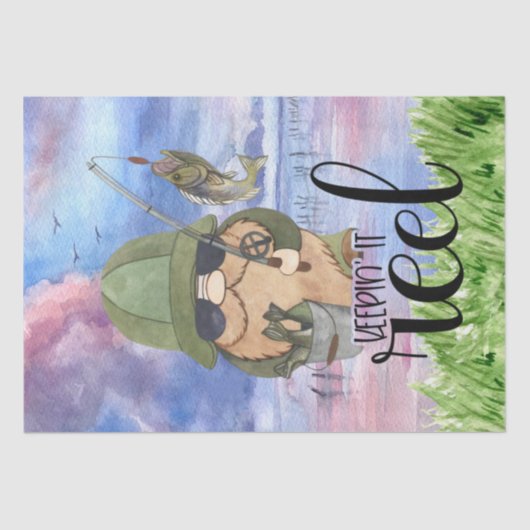 Papier Mousseline Découpage du nome de pêche "Keepin' It Reel" (Recto)