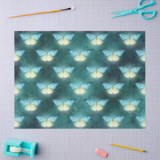 Papier Mousseline Découpage du papillon vert brillant (Artisanat)