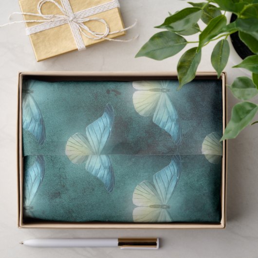 Papier Mousseline Découpage du papillon vert brillant (Cadeau)