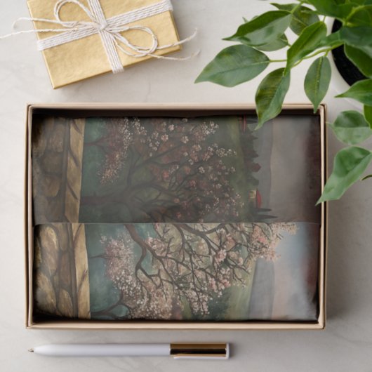 Papier Mousseline Découpage du paysage du printemps toscan (Cadeau)