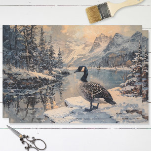 Papier Mousseline Découpage du paysage hivernal de l'oie du Canada