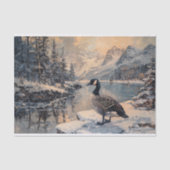 Papier Mousseline Découpage du paysage hivernal de l'oie du Canada (Recto)