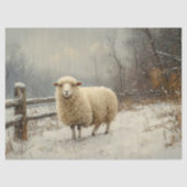Papier Mousseline Découpage du paysage hivernal des moutons rustique (Recto)