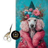 Papier Mousseline Découpage du portrait de caniche rose de Noël