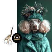 Papier Mousseline Découpage du portrait de caniche vert de Noël