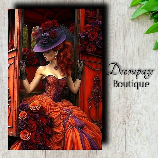 Papier Mousseline Découpage du Rose d'incendie de minuit