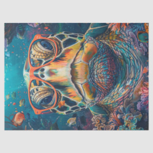 Papier Mousseline Découpage d'une tortue de mer avec lunettes