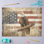 Papier Mousseline Decoupage Eagle Flag Soaring In Spirit 4th July (Artisanat)