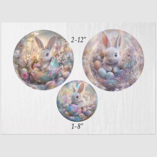 Papier Mousseline Decoupage Easter Spring 12" & 8" Rounds (Recto)