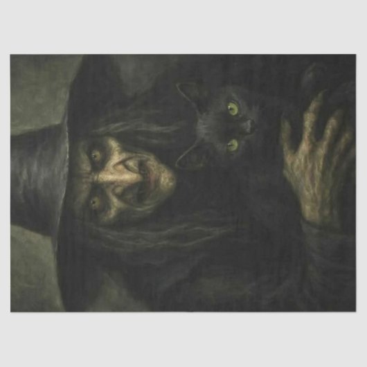 Papier Mousseline Découpage Eerie Classic Witch & Black Cat (Recto)