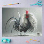 Papier Mousseline Découpage Elaborer Rooster longues plumes blanches (Artisanat)