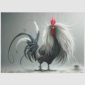 Papier Mousseline Découpage Elaborer Rooster longues plumes blanches (Recto)