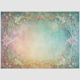 Papier Mousseline Découpage élégant aquarelle rose et vert